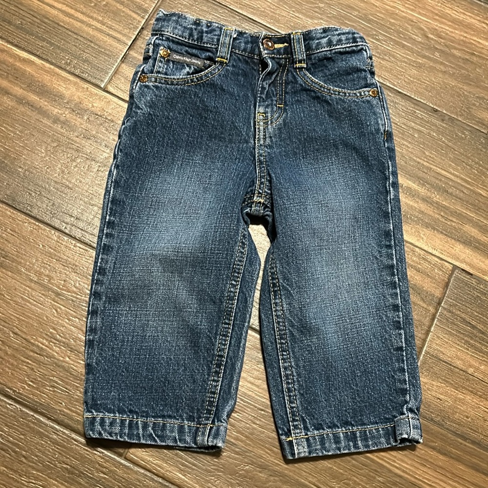 Calvin Klein Jeans 18M Kids Baby Jeans Adjustable‎ Waist Snap Button